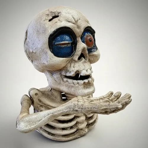 Alcancia Mecánica De Hierro De Calavera Tuerta - A Pedido X